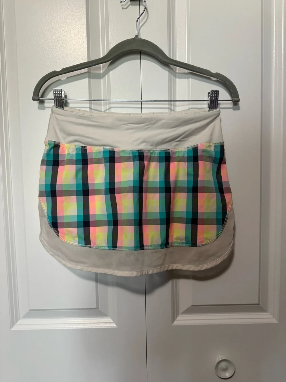 lululemon athletica Cream Skirt with Multicolor Plaid Panel